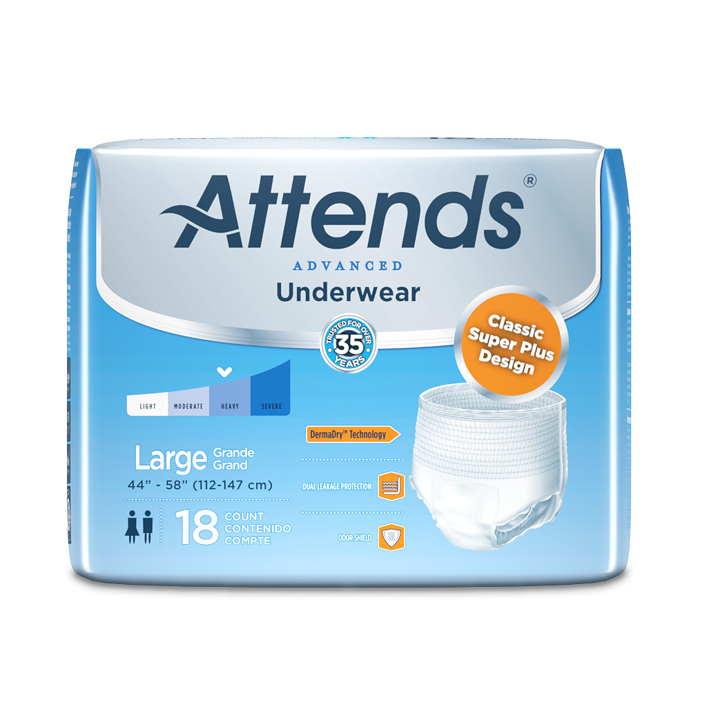 Attends Advanced Underwear, Heavy Absorbency - / - Attends - Large - 18 Count - 086679250328