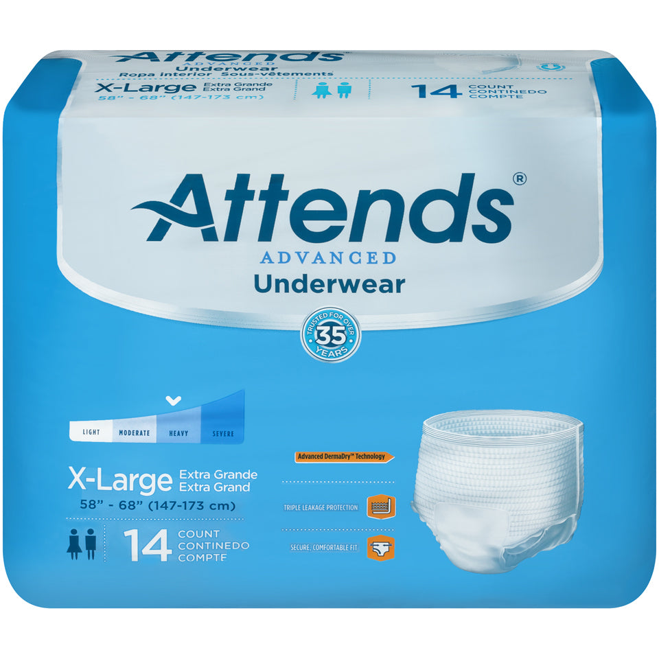 Attends Advanced Underwear, Heavy Absorbency - / - Attends - X - Large - 14 Count - 086679250335
