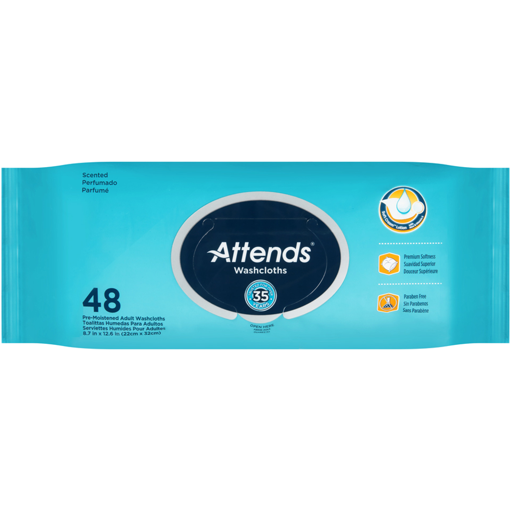 Attends Washcloths, Scented, 48 Count - Incontinence/Incontinence Products/Pads & Briefs - Attends