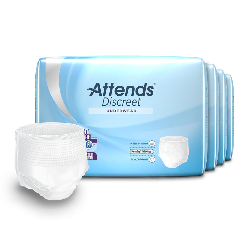 Attends Discreet Day/Night Extended Wear Underwear, Level 6 Absorbency
