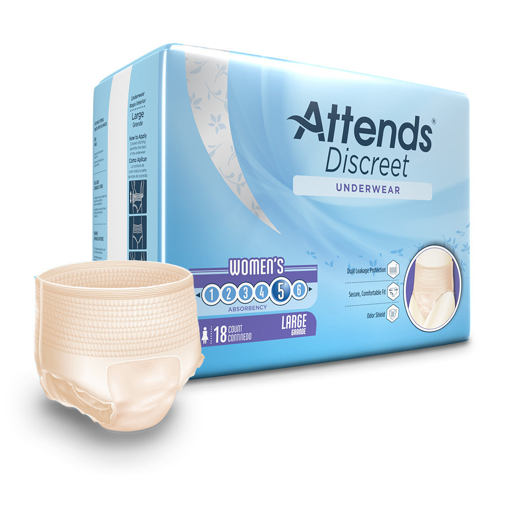 Attends Discreet Women's Underwear, Level 5 Absorbency - / - Attends