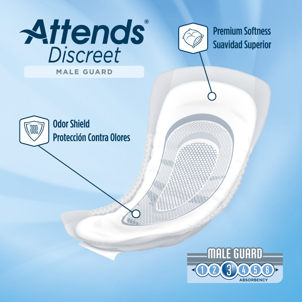 Attends Discreet Men's Guard, Level 3 Absorbency - Incontinence/Incontinence Products/Pads & Briefs - Attends