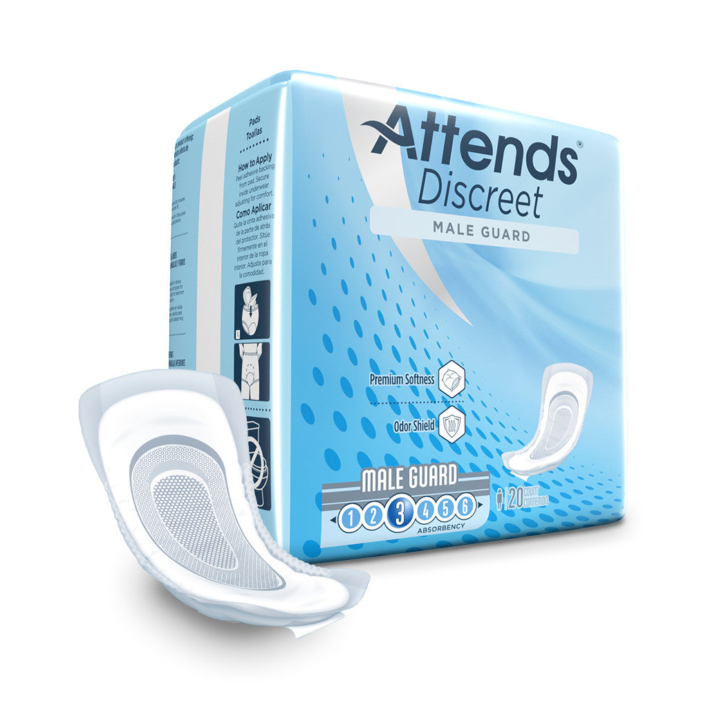 Attends Discreet Men's Guard, Level 3 Absorbency - Incontinence/Incontinence Products/Pads & Briefs - Attends