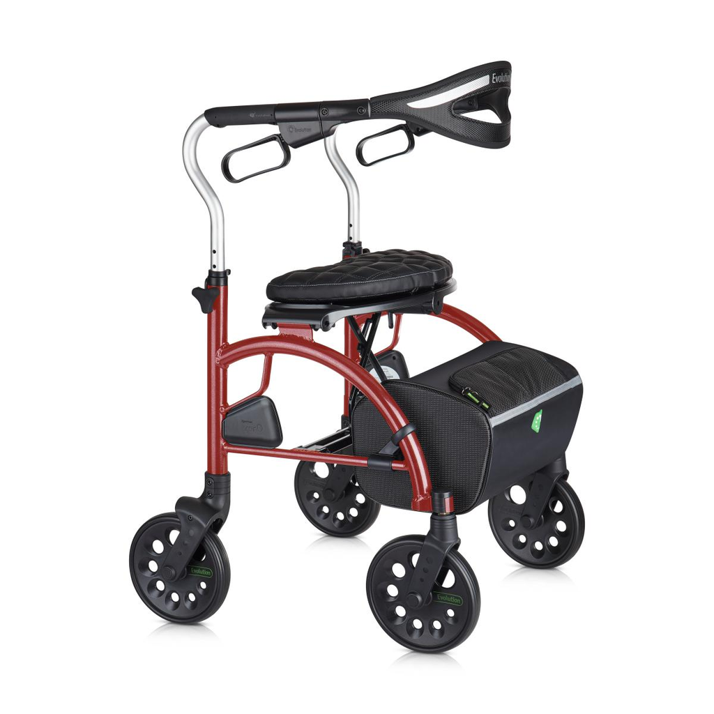 Evolution Xpresso Zero Rollator - Rollators & Walkers/Rollators - Evolution - Tall - Shiraz Red - 882979002823