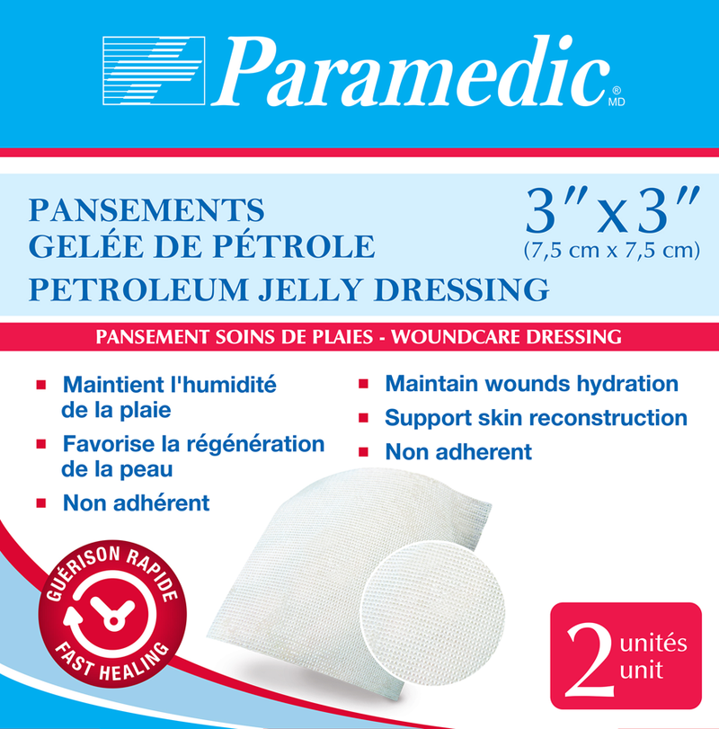 Paramedic Canada Petroleum Jelly Dressings 3'' X 3''