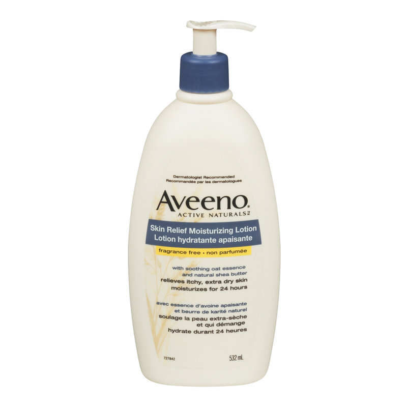 Aveeno Skin Relief Moisturizing Lotion for Dry and Itchy Skin, Fragrance Free, Made with Shea Butter and Oat