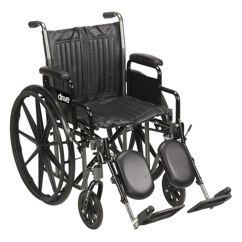 Drive Medical Silver Sport 2 Wheelchair, Non Removable Fixed Arms, Swing away Footrests, 18" Seat