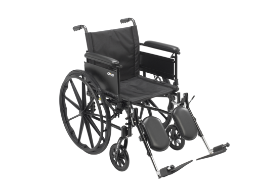 Drive Medical Cruiser X4 Lightweight Dual Axle Wheelchair with Adjustable Detachable Arms, Full Arms, Elevating Leg Rests, 20" S