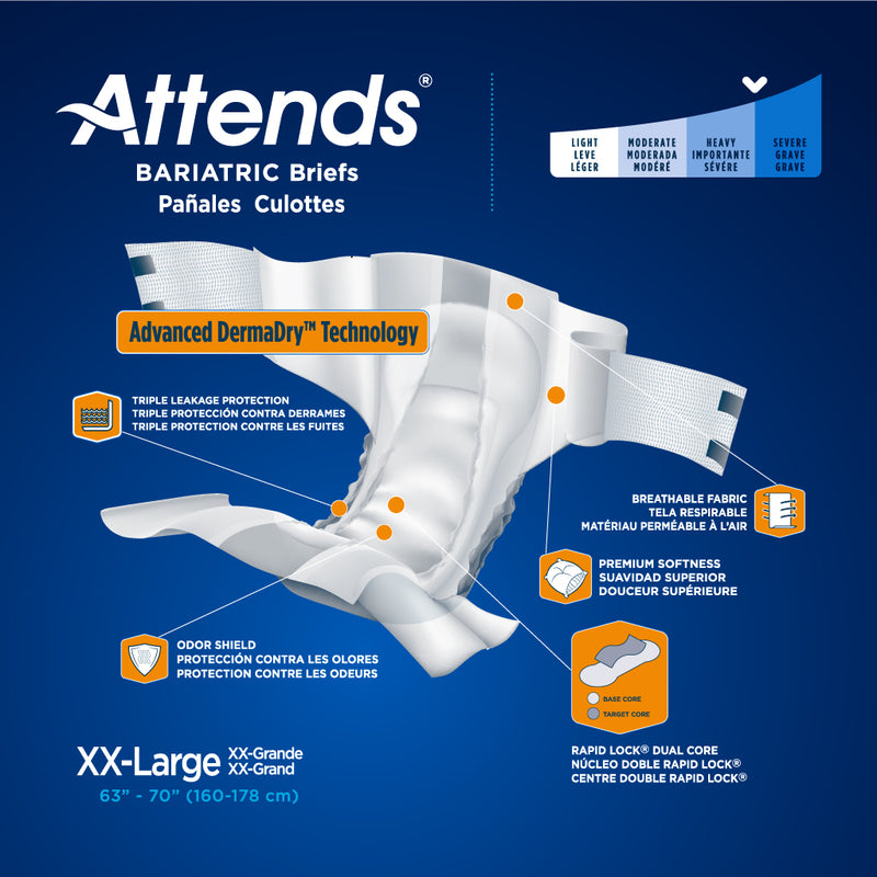Attends Bariatric Briefs, Heavy Absorbency